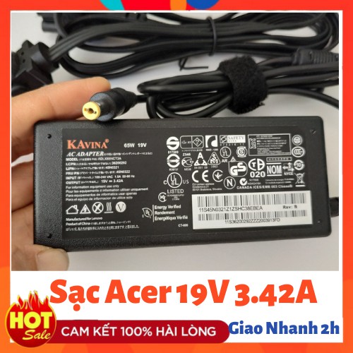 Sạc Laptop Acer 19V - 3.42A - 65W Tặng Kèm Dây Nguồn