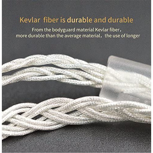 Dây nâng cấp tai nghe KZ - Braided Silver KZ Cable - Hàng chính hãng | Dây đồng mạ bạc cao cấp, đan 8 lõi, 2-pin 0.75mm