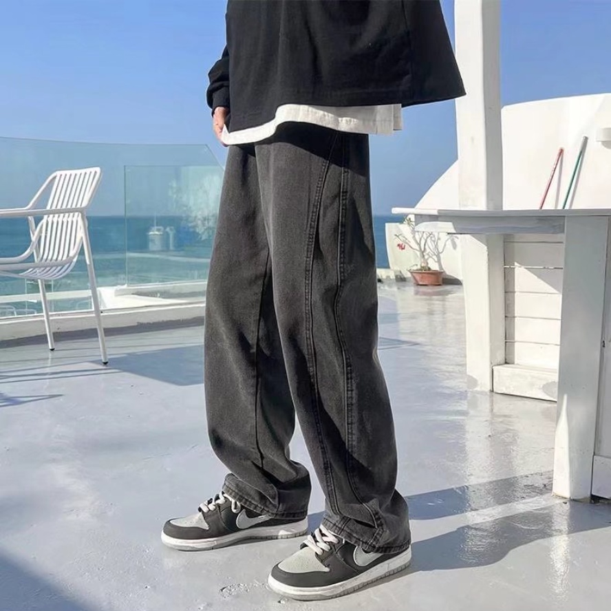 Quần Jean Ống Rộng Thời Trang Hàn Quốc Dành Cho Nam Nữ