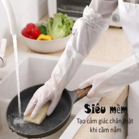 [ SIÊU SALE ] Găng tay cao su giữ ấm siêu dai bo chun lót nỉ màu trắng Jmani