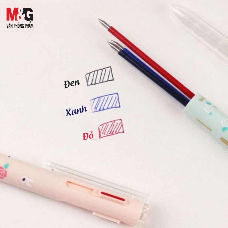 Bút Nước M&amp;G 3 Ngòi QGPH8705 - ngòi 0.5mm- màu xanh, đỏ, đen, thân có hoa và hình con thú dễ thương-1 cây