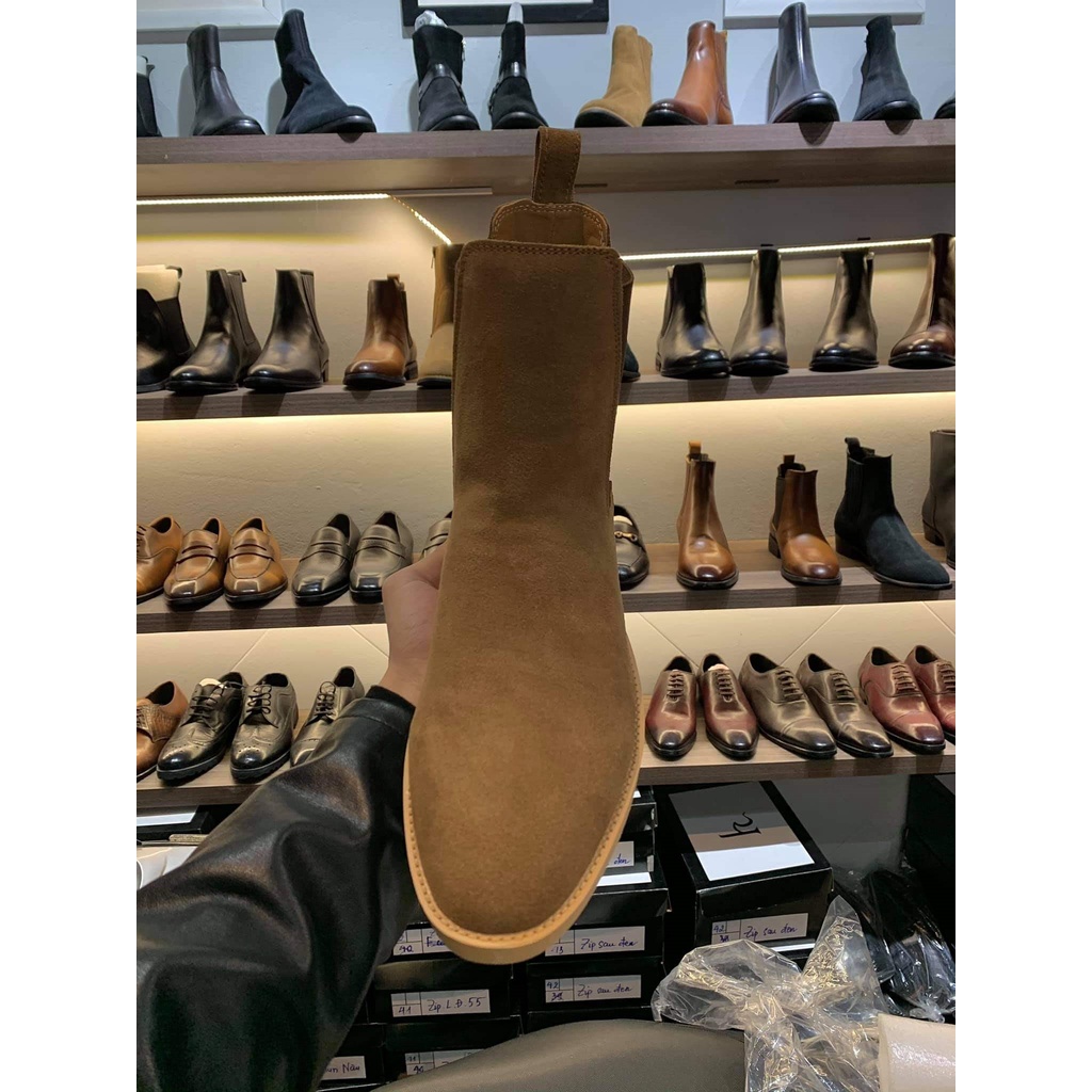 Giày Chelsea Boots thời trang nam chất liệu da bò lộn màu nâu | BigBuy360 - bigbuy360.vn