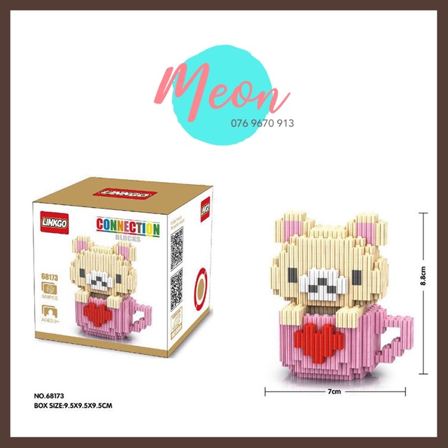 Miniblock xếp hình rilakkuma - Logo rilakkuma cup size M