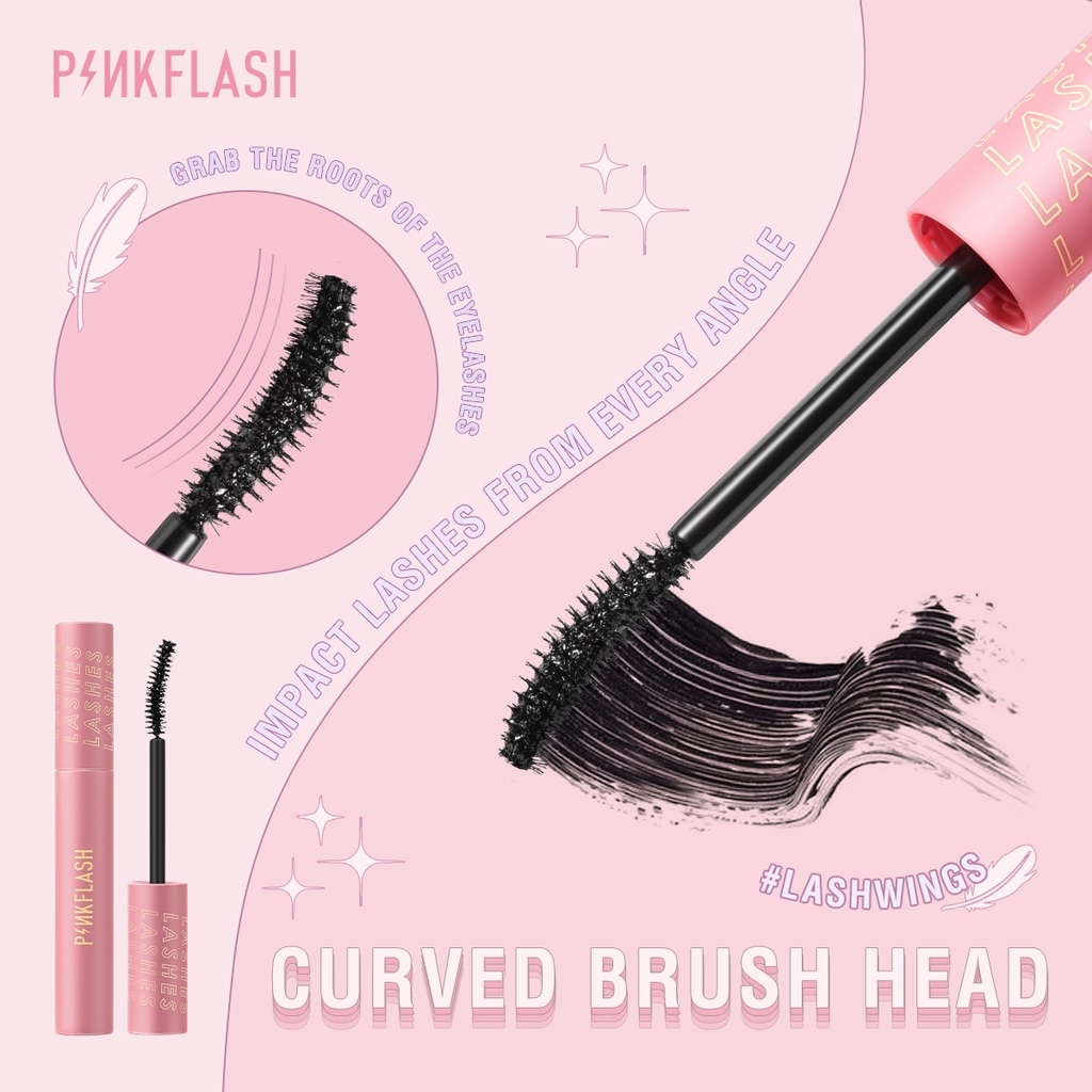 Mascara chuốt mi PINKFLASH PF-E06 6g nối dài tự nhiên chống nhòe lâu trôi không bong tróc không bết dính