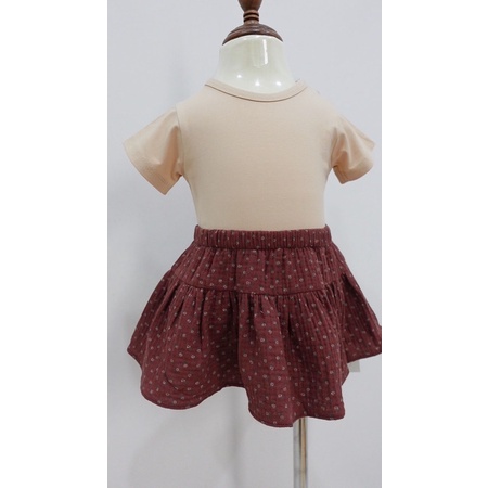 (Hàng thiết kế) Chân váy hoa nhí nền đỏ xinh xắn cho bé gái Red Flower Skirt__Haaro Babies