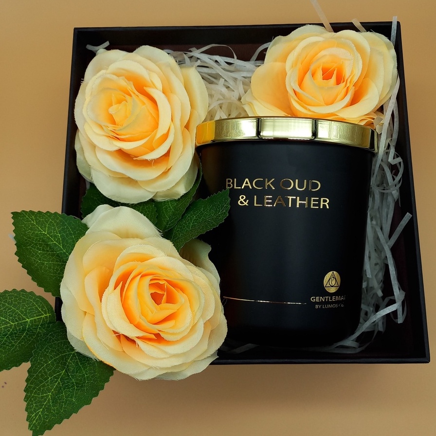 Nến Thơm Cao Cấp Lumos Black Oud &amp; Leather (Táo gai,hoa oải hương,hổ phách) – NT04- Nến trang trí-Đạt tiêu chuẩn Quốc Tế