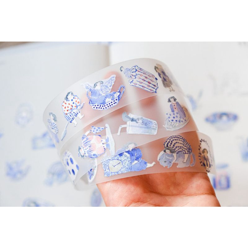 Krisna.room ♡ Hãng Dodolulu- 1 chu kì 80cm cuộn băng dán hình Blue and White
