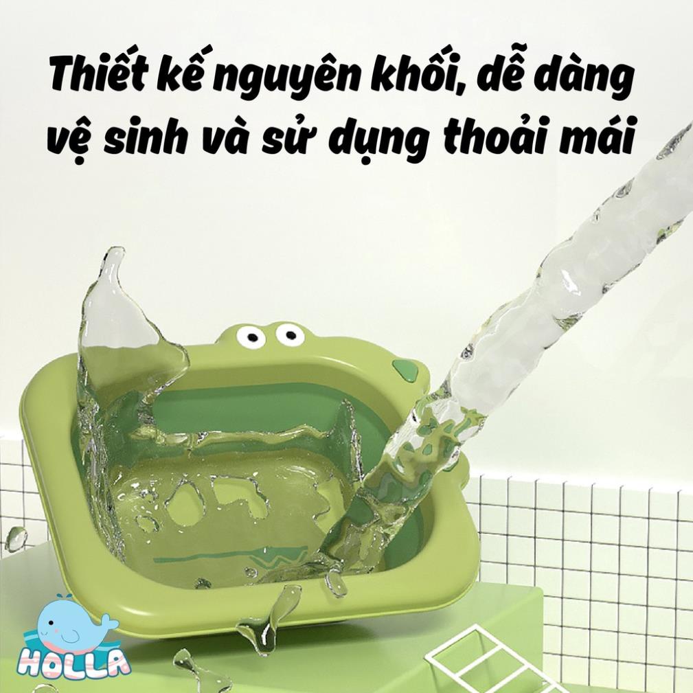 Chậu rửa mặt gấp gọn cá sấu Holla cho bé 2021 | Chậu đựng nước, trái cây gấp gọn, đa năng