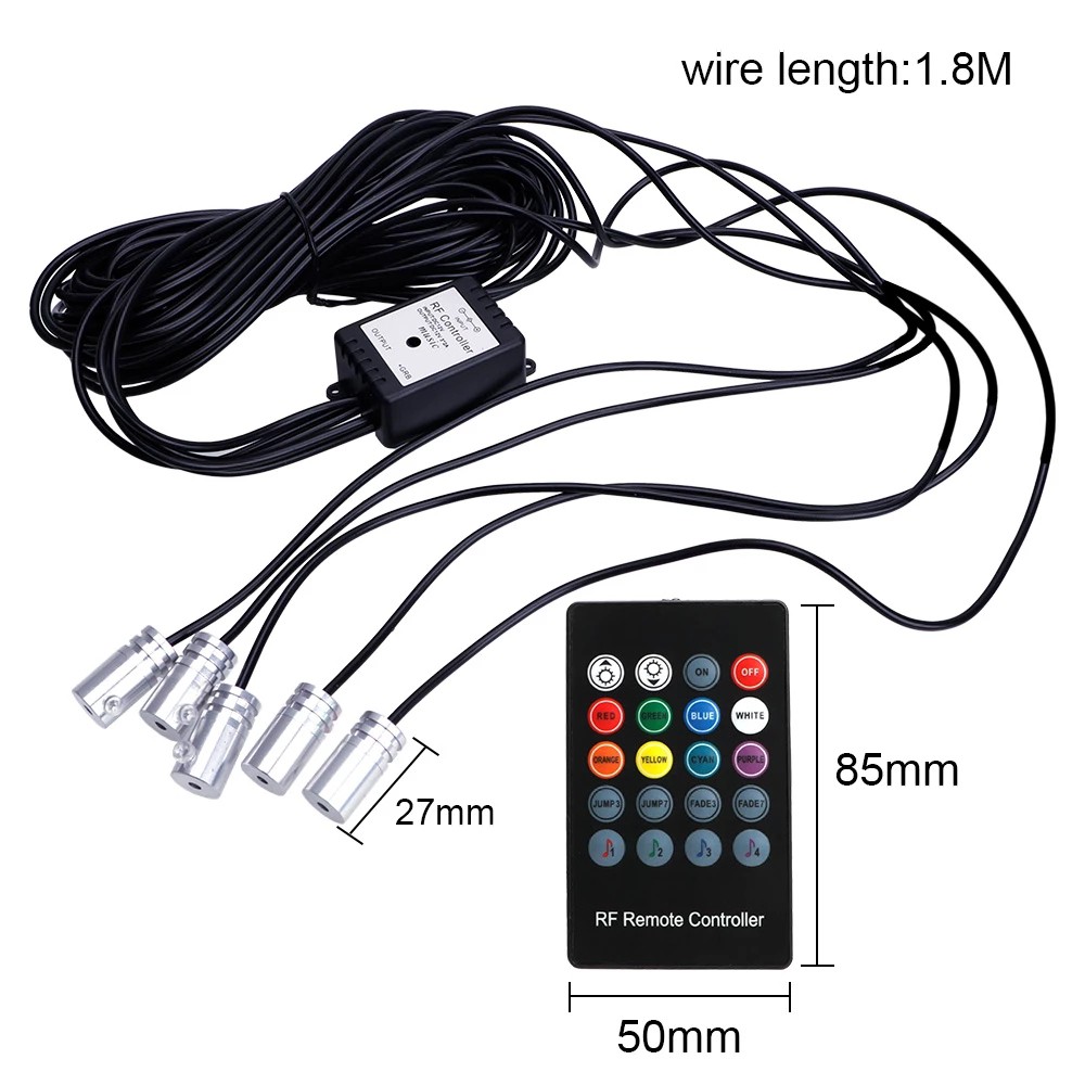 Dây Đèn LED Rgb Trang Trí Nội Thất Xe Hơi Có Cảm Biến Âm Thanh Bluetooth Điều Khiển Từ Xa 6m