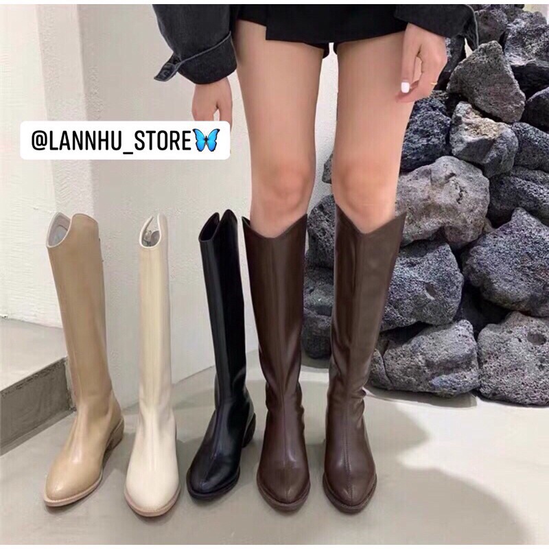 (sẵn 40 đen )MÃ B062 Boot cao bồi 45cm-đế 4,5cm (loại da mềm)- đi không đau chân- mẫu mới 2021