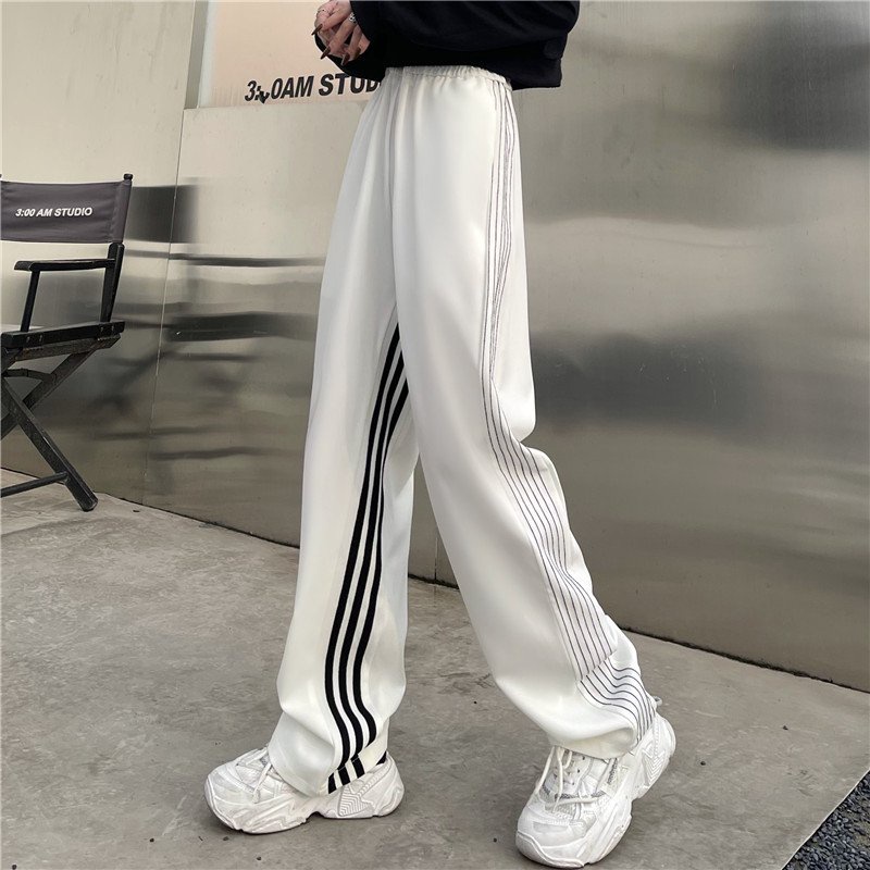 Quần suông ống rộng nữ quần sọc thể thao nam ống suông unisex SIB050