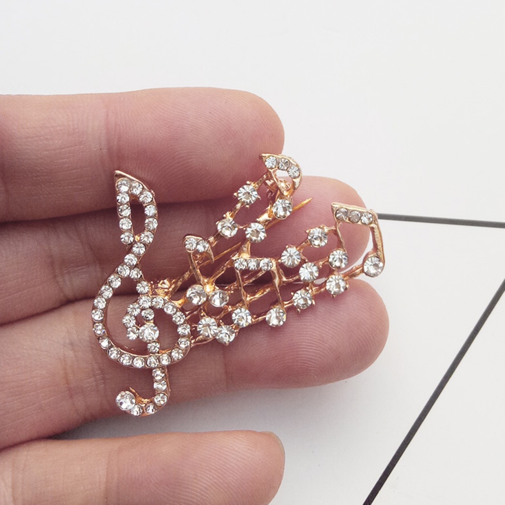 Ghim Cài Áo Hình Nốt Nhạc Đính Đá Nhân Tạo Thời Trang Cho Nữ