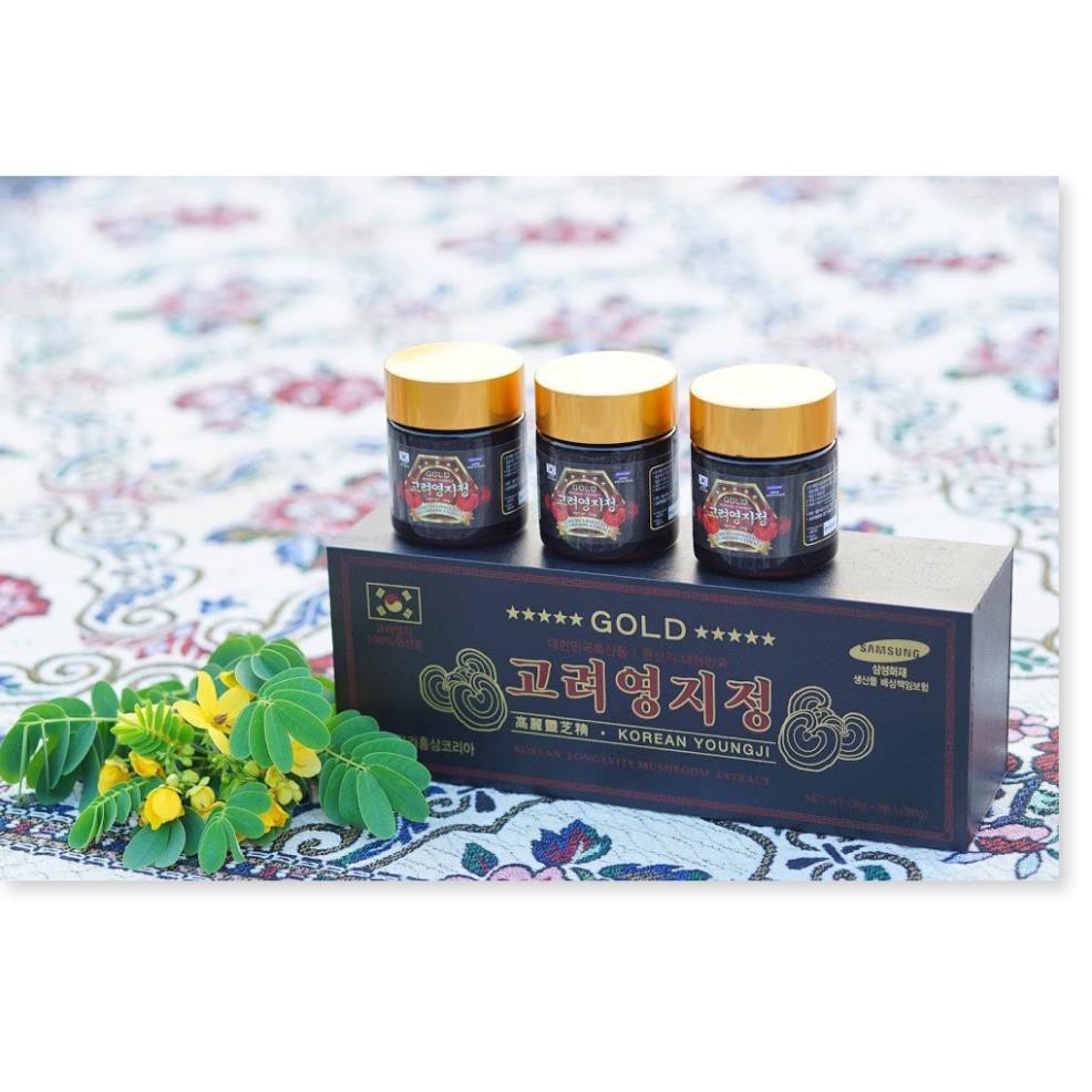 Cao Linh Chi Youngji Hàn Quốc hộp đen 3 lọ - 120g - 360g (Korean Longevity Mushroom Extract Gold)