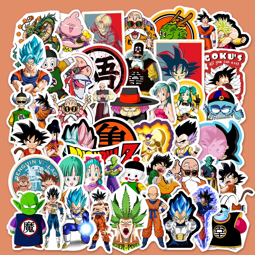 Set 10/25/50 miếng dán trang trí điện thoại chống nước hình Dragon Ball
