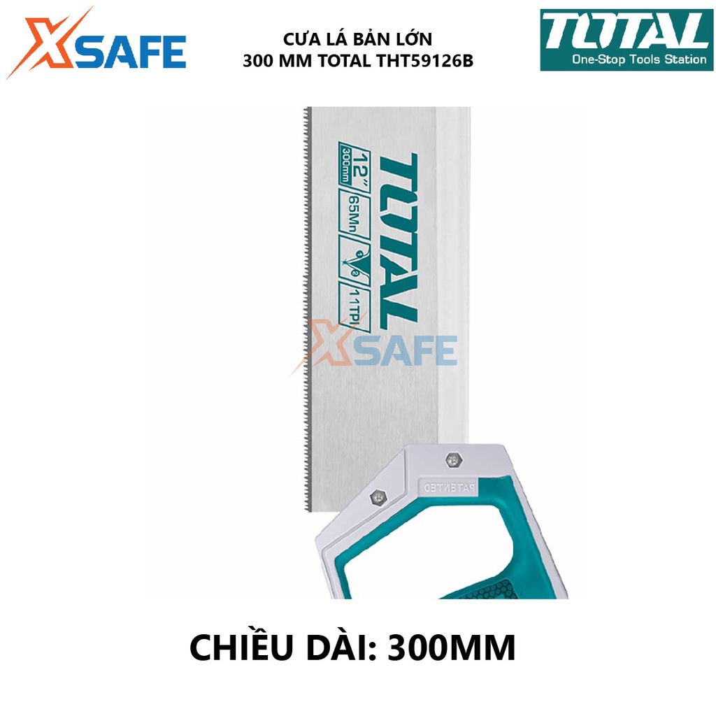 Cưa lá bản lớn Total THT59126B | Cưa cầm tay 300mm Độ dày 0.8mm lưỡi cưa thép cao cấp, không cong, răng cưa chịu nhiệt