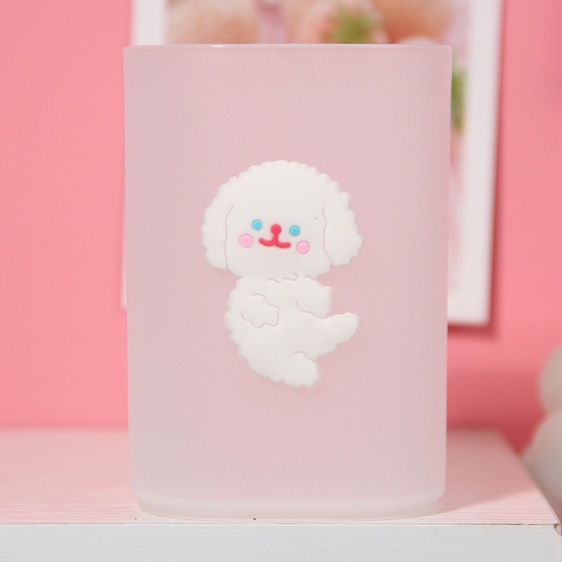 Ống đựng bút bằng nhựa trong mờ hình tròn họa tiết hoạt hình tiện dụng cho văn phòng
