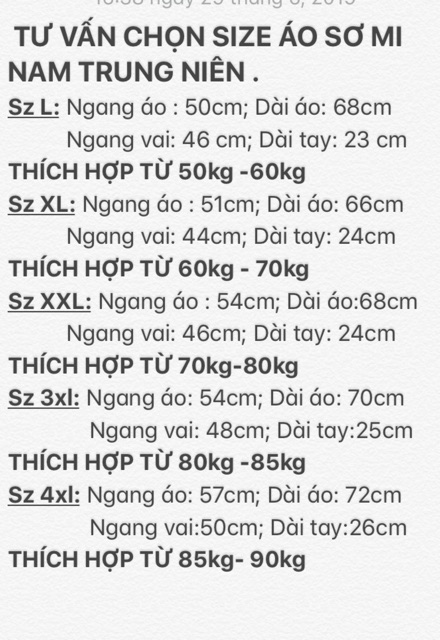 ÁO SƠM MI NAM NAM TRUNG NIÊN 50KG ĐẾN 90Kg
