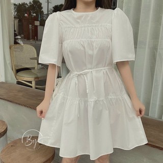 Đầm nhún xinh kèm dây eo🤍