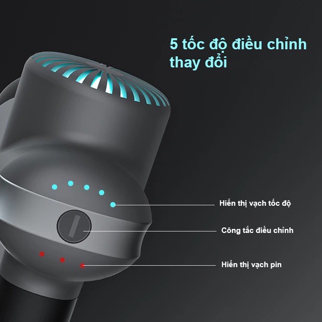 TẶNG TÚI ĐỰNG - BOOSTER LIGHT MINI Máy Massa cầm tay mini Công suất 70W, 4 Đầu 5 Chế Độ Làm Giảm đau cơ, thư giãn