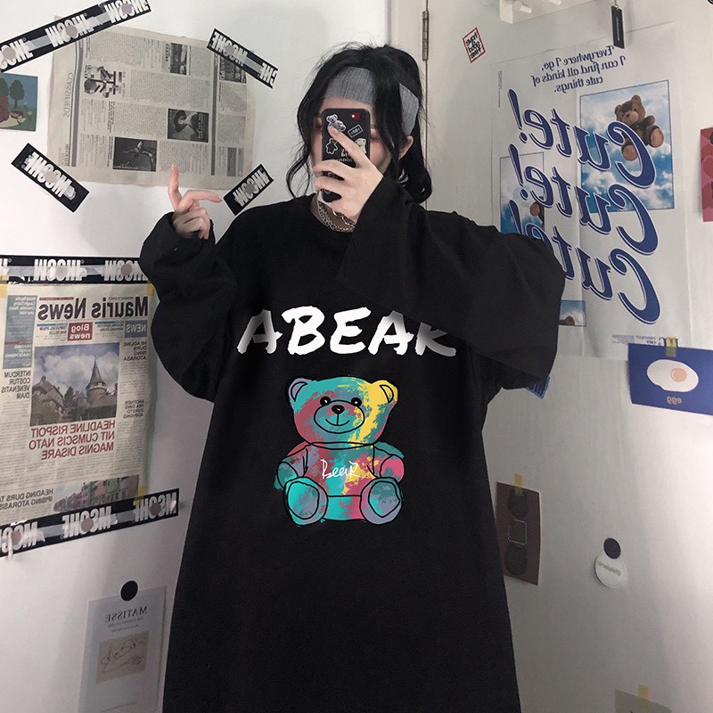 Áo thun tay dài form rộng Abear NEKO.SG, Áo thun Streetwear ulzzang SWT23