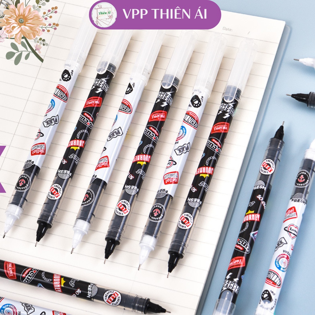 Bút bi nước Deli - 0.5mm - Vỏ Đen/Trắng - 1 chiếc màu ngẫu nhiên - VPP THIÊN ÁI