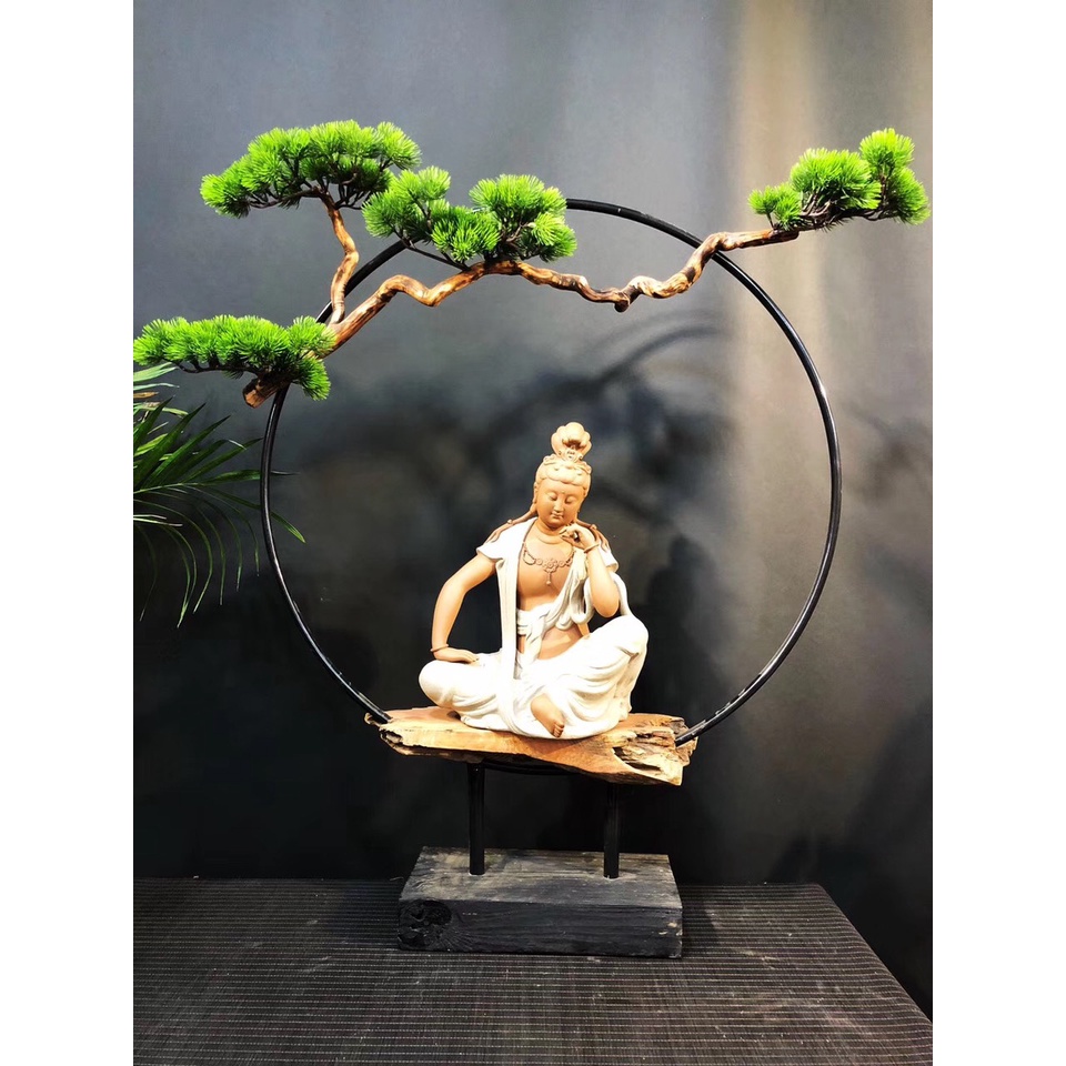 Tượng Quan Thế Âm gốm tử sa cao cấp ngồi thiền tịnh tâm- Tượng Phật trang trí decor không gian thiền tịnh