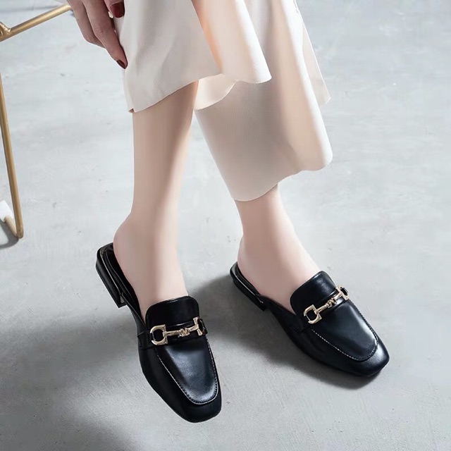 (HÀNG CÓ SẴN) F1 Dép sục da mềm khoá chữ ngang BIG SIZE 35-43
