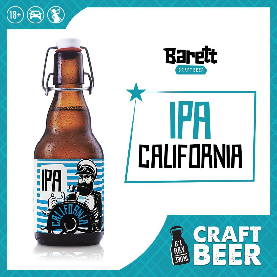 Bia thủ công Barett - California IPA (chai 330ml)