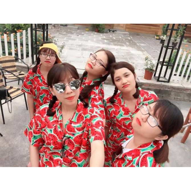 (chất kate thái 1 - kho HCM) áo dưa hấu đỏ đi biển, team - bộ hoa quả, trái cây big size- chuyên sỉ lẻ - nhuhuyen shop