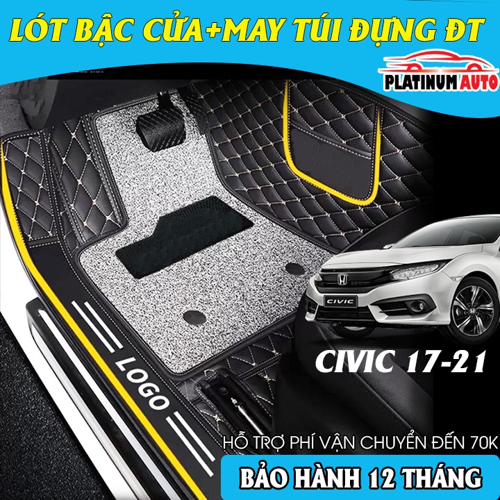 Thảm lót sàn ô tô 6D thành cao, tràn viền bậc cửa Honda Civic 17-21