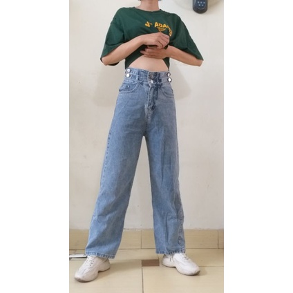 Quần jean cạp siêu cao ống suông size S thanh lý