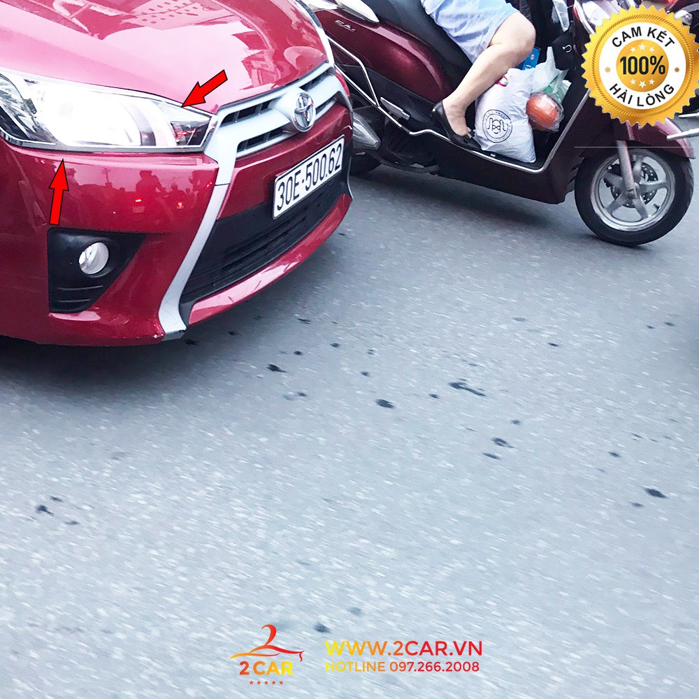 Ốp viền đèn pha, hậu xe Toyota Yaris 2015 - 2018 mạ crom