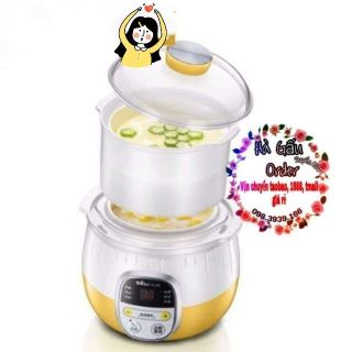 Nồi ninh hầm nấu cháo cách thủy cho bé BEAR 0.8L  TẶNG kèm  phích cắm chuyển đổi