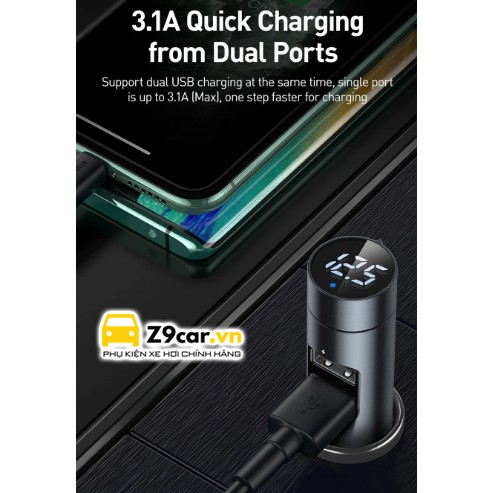 Tẩu sạc đa năng Baseus BS-01 Energy Column nghe nhac qua USB/Kết nối Bluetooth