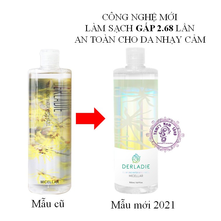 (Mua 1 tặng 1) Nước Tẩy Trang Cây Phỉ làm sạch, ngừa mụn trên da Derladie Cleansing Water Witch Hazel