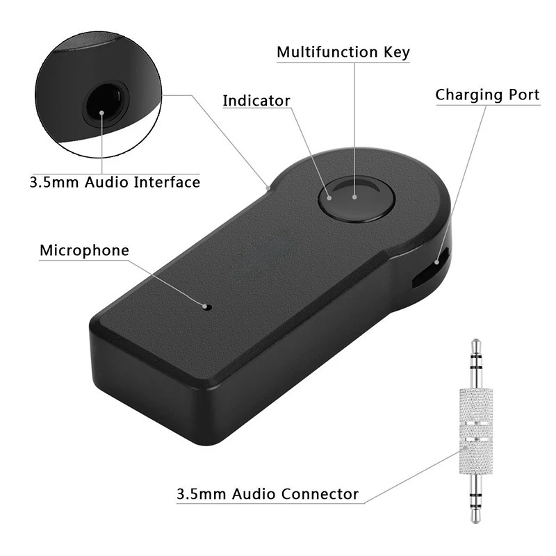 [2 in 1 Wireless Bluetooth 5.0 Transmitter Receiver Adapter] [3.5mm Jack for Car Music Audio Aux A2dp Headphone Receiver Handsfree]