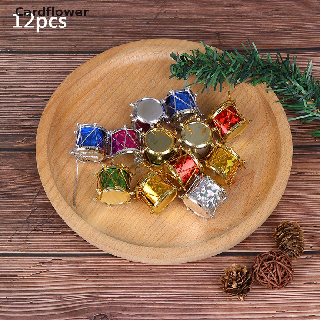 Bộ 12 Trống mini Nhiều Màu Sắc Dùng Trang Trí Giáng Sinh Mới