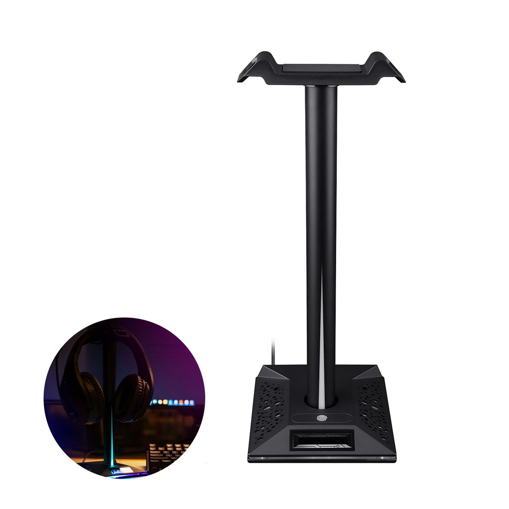 Giá Đỡ Tai Nghe Bằng Nhựa Đa Năng Nhiều Màu Sắc RGB Và Cổng Sạc USB Chống Trượt Sắp Xếp Gọn Gàng Cho Máy Tính Để Bàn