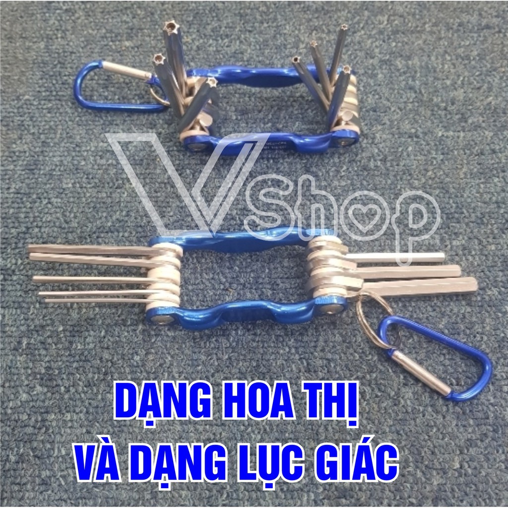 Bộ dụng cụ mở vít xếp  gọn. đầu mở dạng hoa thị và dạng đầu lục giác