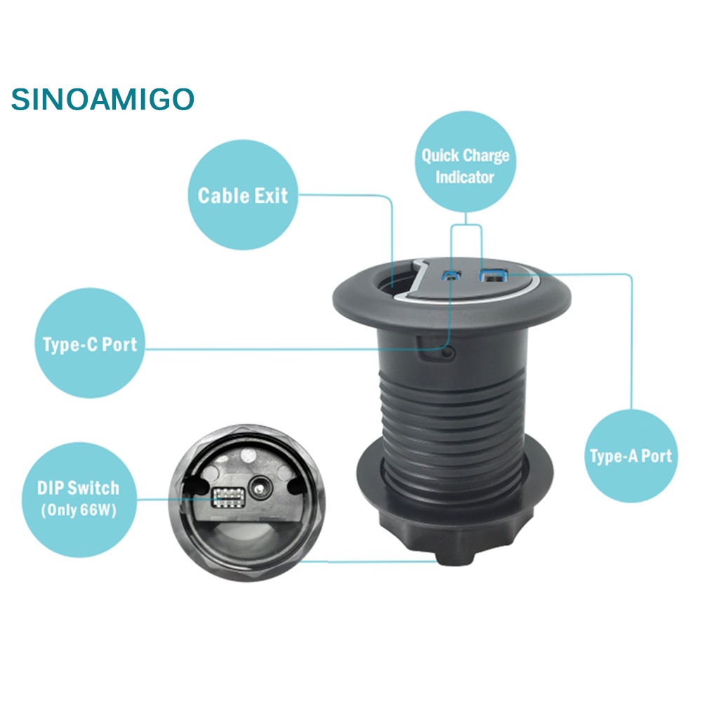 Ổ cắm âm bàn sinoamigo STC-1W/C20 cao cấp