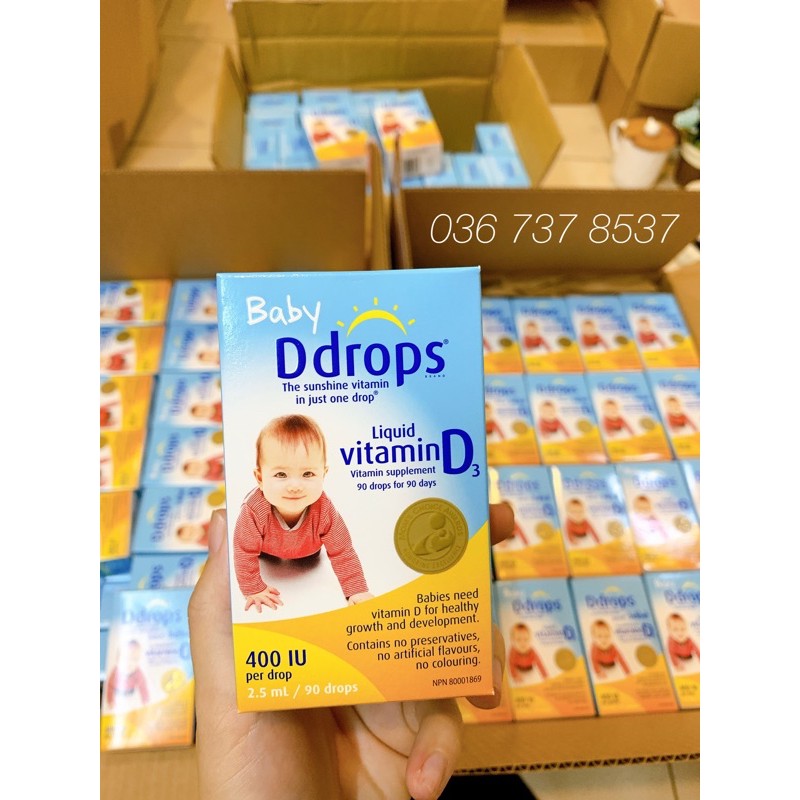 [ Đủ bill ] Vitamin D3 Drops - Baby DDrops bổ xung vitamin D cho bé 90 giọt