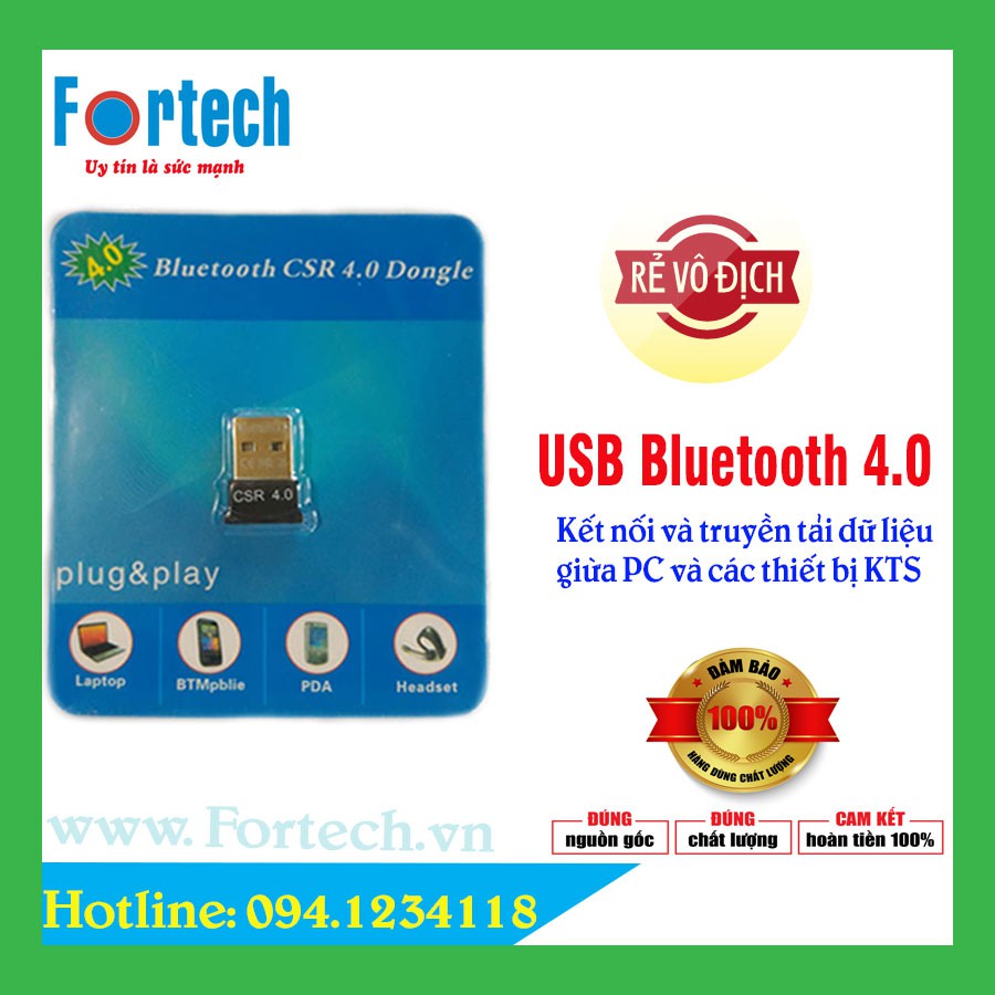 USB Bluetooth V4.0 - Kết nối PC và truyền tải dữ liệu không dây giữ PC, Laptop và các thiết bị KTS