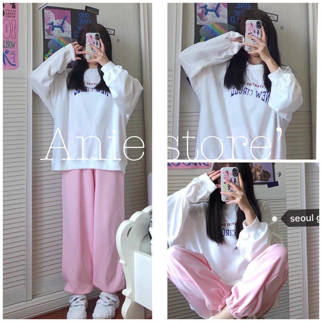 Bộ Nỉ Ngoại Nữ New End 🦋 Set Bộ Áo Thun Kèm Quần Joger Màu Hường 🦋 | BigBuy360 - bigbuy360.vn