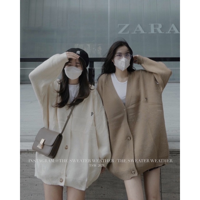 (Ảnh thật) Áo khoác cardigan len chất dày oversize thêu P the.sweaterweather TSW | BigBuy360 - bigbuy360.vn