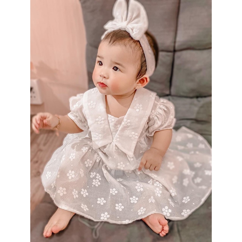 [Hàng Loại 1] Váy trắng nền hoa cho bé yêu của mẹ thêm xinh - Váy thiết kế cao cấp cho bé gái