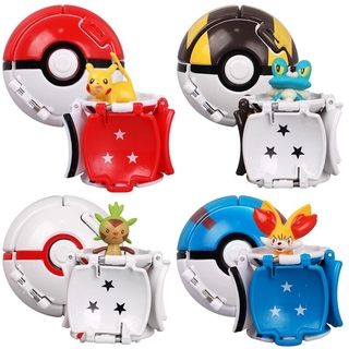 4Pcs/sets Pokémon Elf Ball The PokeBall Toys Pikachu Elf Ball Pikachu Balls 7CM Cartoon Movie Pikachu Figures Educational Toys