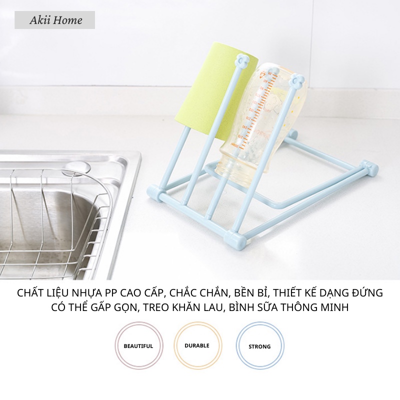 Giá Treo Cốc Uống Nước, Bình Sữa, Khăn Lau Đa Năng, Nhựa PP, Có Thể Gấp Gọn Akii Home NB80