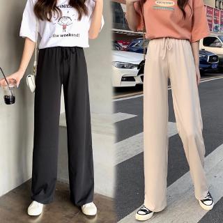 SUXI Quần ống rộng lưng cao theo phong cách Hàn Quốc retro năng động