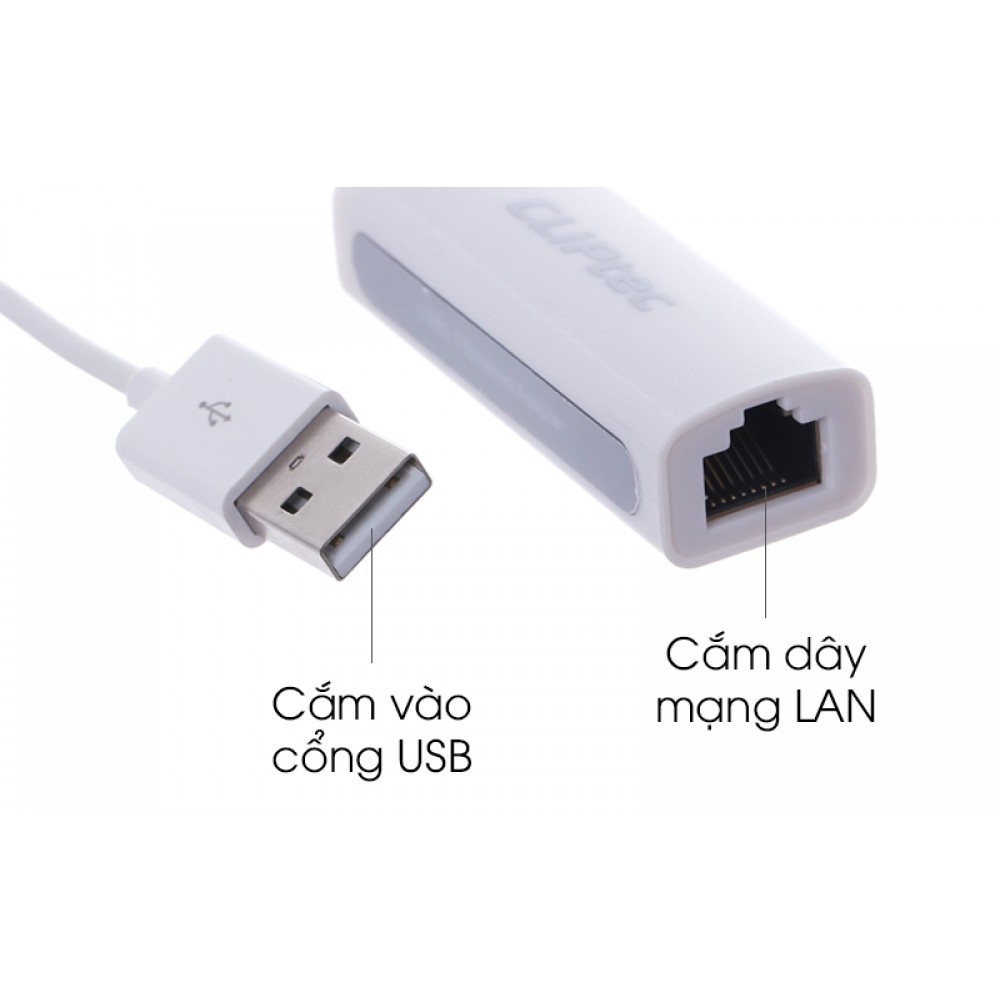 Bộ chuyển đổi USB ra LAN RJ45 Màu Trắng USB 2.0 to fast Ethernet