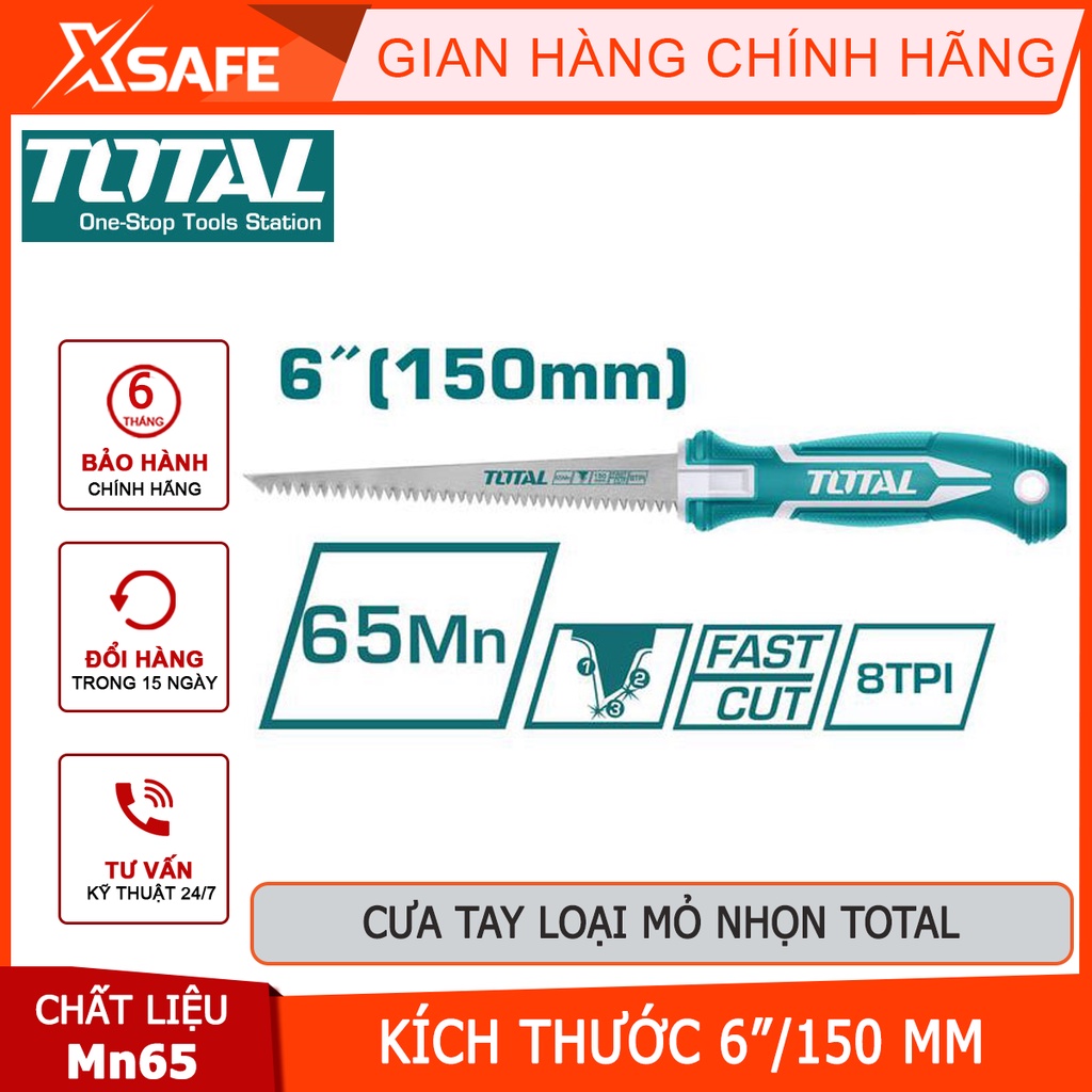 Cưa tay loại mỏ nhọn TOTAL THWBSW626 | dụng cụ cưa Kích thước 6 &quot;/ 150mm, Chất liệu Mn65, 8 răng/ 1 inch